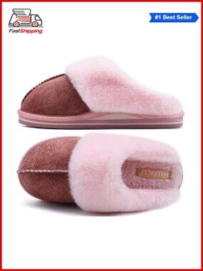 🎅 Womens Fuzzy Memory Foam Slippers Warm House Shoes Arch Support